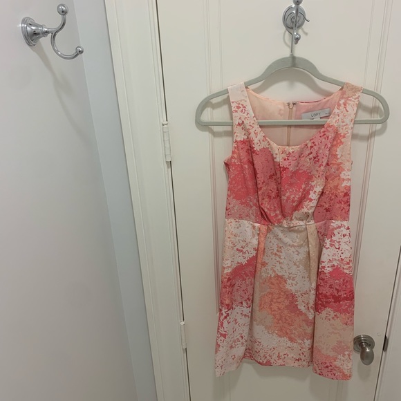 BNWT⚡️ANN TAYLOR/LOFT PETITES PINK/ORANGE/CREAM FANCY/FORMAL/SUMMER DRESS⚡️2P - Picture 12 of 14